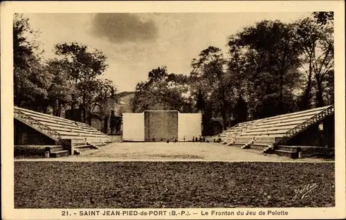 Ak Saint Jean Pied de Port Pyrénées Atlantiques, Le Fronton du Jeu de Pelotte