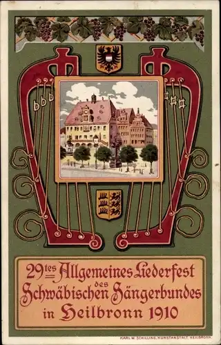 Ak Heilbronn am Neckar, 29. Allgemeines Liederfest des Schwäbischen Sängerbundes 1910