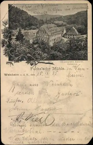 Passepartout Ak Weinheim an der Bergstraße Baden, Fuchs'sche Mühle, Fichtenzweig