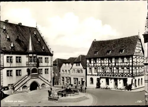 Ak Volkach am Main Unterfranken, Rathaus, Gasthaus Mainbrücke