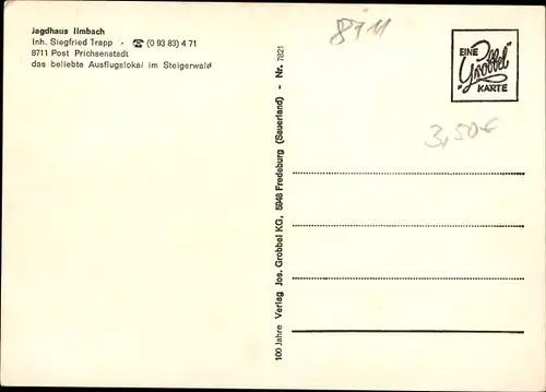 Ak Ilmbach Prichsenstadt in Unterfranken, Jagdhaus