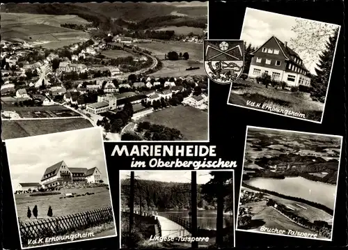 Ak Marienheide im Bergischen Land, Fliegeraufnahme, V.d.H. Erholungsheim, Lingese-Talsperre