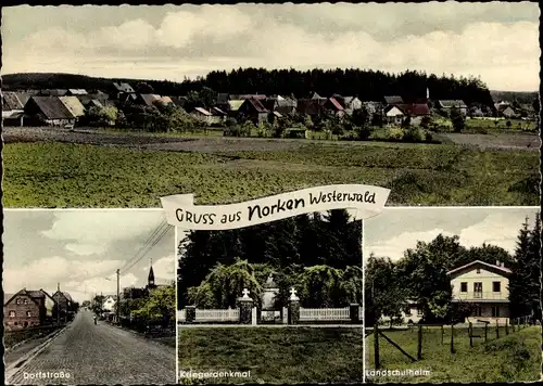 Ak Norken im Westerwald, Gesamtansicht, Dorfstraße, Kriegerdenkmal, Landschulheim