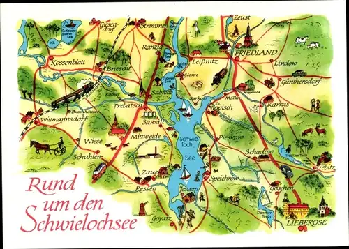 Landkarten Ak Schwielochsee Brandenburg