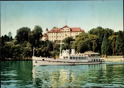 Ak Insel Mainau Bodensee, Ordensschloss, Dampfer Mainau