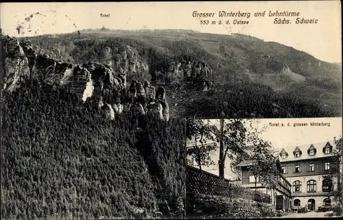 Ak Schmilka Bad Schandau Sächsische Schweiz, Großer Winterberg, Lehntürme, Hotel