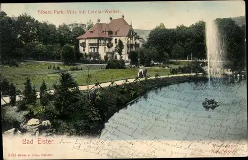 Ak Bad Elster im Vogtland, Albert Parkvilla mit Carola Weiher