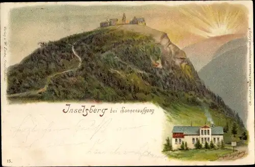 Künstler Litho Brotterode Trusetal in Thüringen, Inselsberg bei Sonnenaufgang