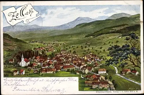 Künstler Litho Zell am Harmersbach Schwarzwald Baden, Gesamtansicht