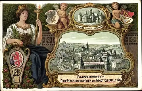 Passepartout Ak Elberfeld Wuppertal, 300 Jahrfeier 1910, Stadtansicht