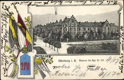 Regiment Ak Offenburg in Baden Schwarzwald, Kaserne Infanterie Regiment Nr. 170