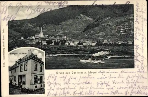 Ak Senheim an der Mosel, Gasthaus zur Post, Totalansicht