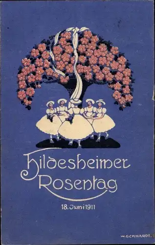 Künstler Ak Eckhardt, W., Hildesheim in Niedersachsen, Rosentag 18. Juni 1911