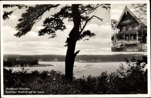 Ak Berlin Zehlendorf Wannsee, Blockhaus Nikolskoe, Aussicht über die Havel