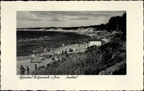 Ak Ustka Ostseebad Stolpmünde Pommern, Freibad, Strandpartie