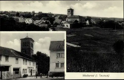 Ak Welterod im Taunus, Gesamtansicht, Kirche, Gasthaus zur Post