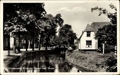 Ak Oudewater Utrecht Niederlande, Kromme Haven met Sluisje