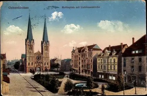 Ak Gelsenkirchen im Ruhrgebiet, Moltkeplatz, Liebfrauenkirche