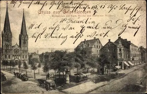 Ak Gelsenkirchen im Ruhrgebiet, Moltkeplatz, Kirche, Bochumer Straße