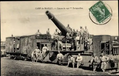 Ak Mailly le Camp Aube, Canon de 240 mm Batignolles