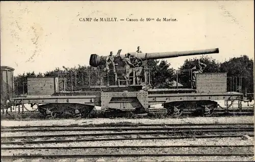 Ak Mailly le Camp Aube, Canon de 16cm de Marine