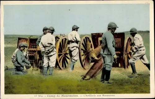 Ak Camp de Chalons Camp de Mourmelon Marne, L'Artillerie aux Manoeuvres