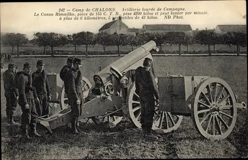 Ak Camp de Chalons Camp de Mourmelon Marne, Artillerie lourde de Campagne, Le Canon