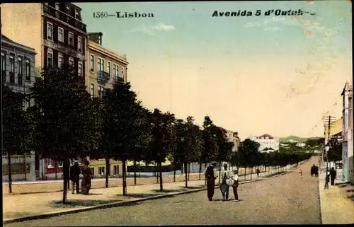 Ak Lisboa Lissabon Portugal, Avenida 5 d'Outubro