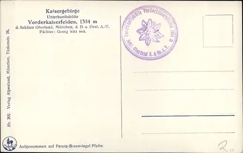 Ak Kufstein in Tirol, Vorderkaiserfelden, Hütte, Bergpanorama, Blick ins INntal