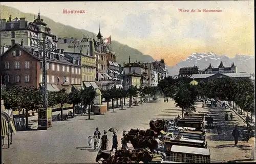 Ak Montreux Kanton Waadt Schweiz, Place de la Rouvenaz