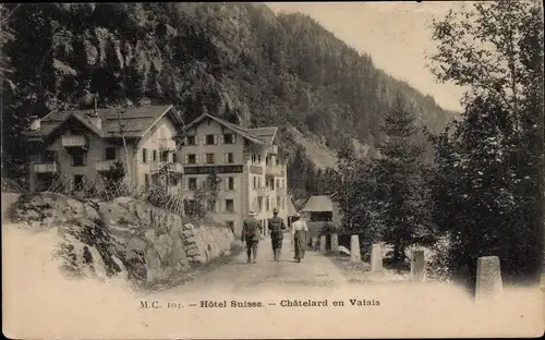 Ak Le Châtelard Kanton Wallis Schweiz, Hotel Suisse