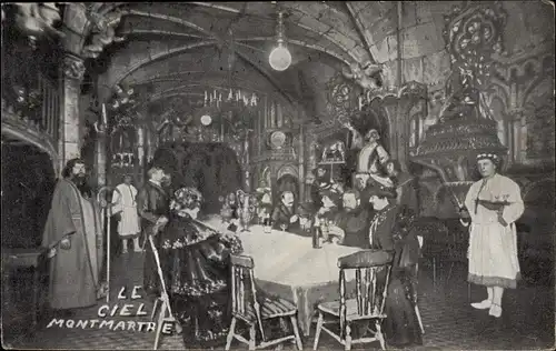 Ak Paris XVIII. Arrondissement Buttes-Montmartre, Inneres eines Restaurants