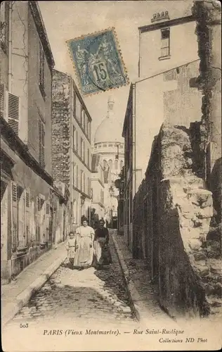 Ak Paris XVIII. Arrondissement Buttes-Montmartre, Rue Saint Rustique