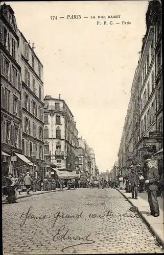 Ak Paris XVIII. Arrondissement Buttes-Montmartre, La Rue Ramey
