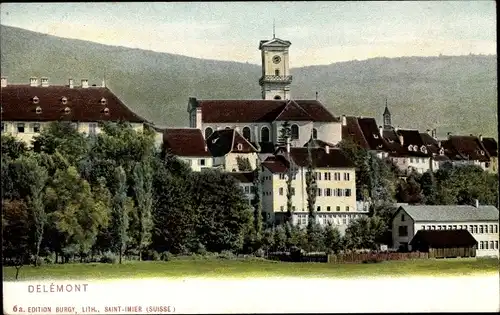 Ak Delsberg Delémont Kanton Jura, Blick auf den Ort, Turm