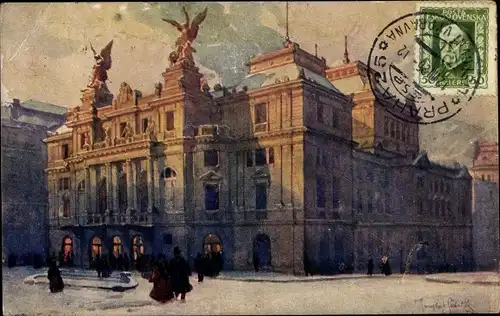 Künstler Ak Jedlicek, F. J., Praha Prag Tschechien, Theatre de Ville a Kral. Vinohrady