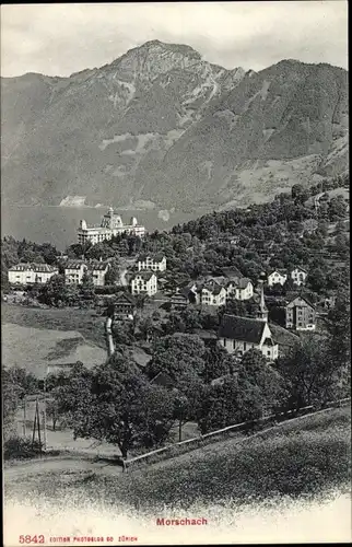 Ak Morschach Kt Schwyz Schweiz, Panorama vom Ort