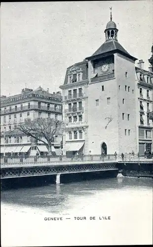 Ak Genf Stadt Schweiz, Tour de l'Ile, Turm, Vacheron et Constantin