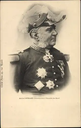 Ak Amiral Menard, Commandant l'Escadre du Nord, Portrait, Uniform, Orden
