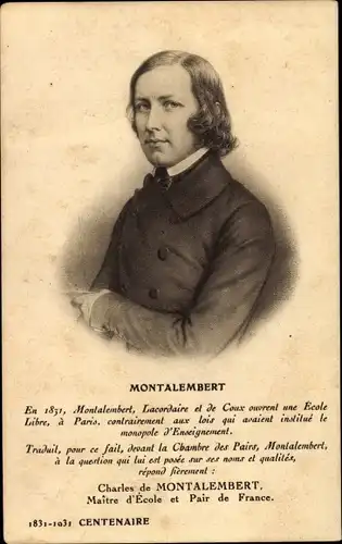 Ak Charles de Montalembert, Politiker, Publizist, Portrait