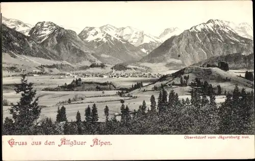 Ak Oberstdorf im Oberallgäu, Blick vom Jägersberg, Alpenpanorama