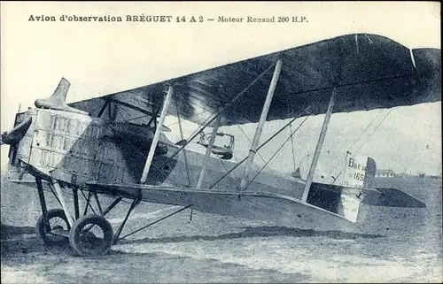 Ak Avion d'observation Breguet, französisches Militärflugzeug