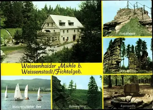 Ak Weißenstadt im Fichtelgebirge, Rudolfstein, Drei Brüder, Schneeberg, Egerquelle