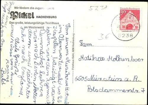 Ak Hachenburg im Westerwald, Jugendkapelle