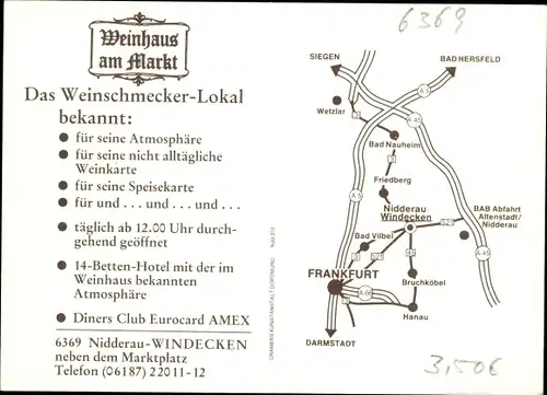 Ak Windecken Nidderau in Hessen, Weinhaus am Markt