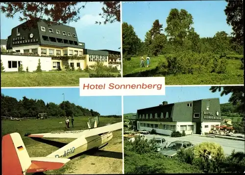 Ak Riedelbach Weilrod im Taunus, Hotel Sonnenberg, Segelflugzeug
