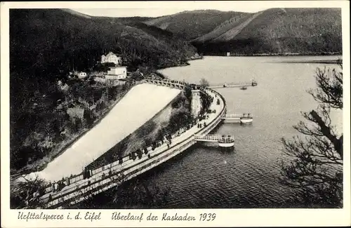 Ak Gemünd an der Urft Schleiden in der Eifel, Urfttalsperre, Überlauf der Kaskaden 1939