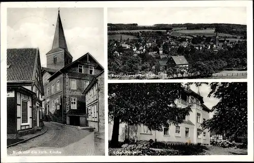 Ak Ruppichteroth Rhein Sieg Kreis, Blick zur kath. Kirche, Totale, Erholungsheim