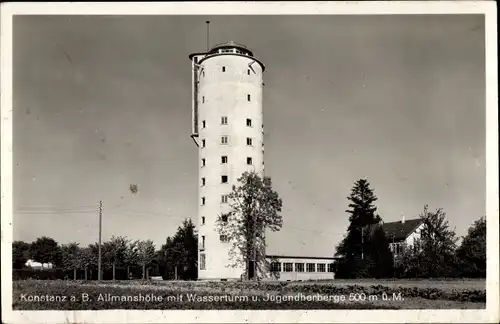 Ak Konstanz am Bodensee, Allmannshöhe, Wasserturm und Jugendherberge