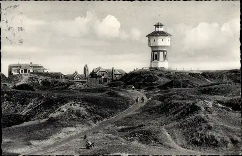 Ak Nordseebad Langeoog Ostfriesland, Leuchtturm in der Dünenlandschaft, Ortspartie